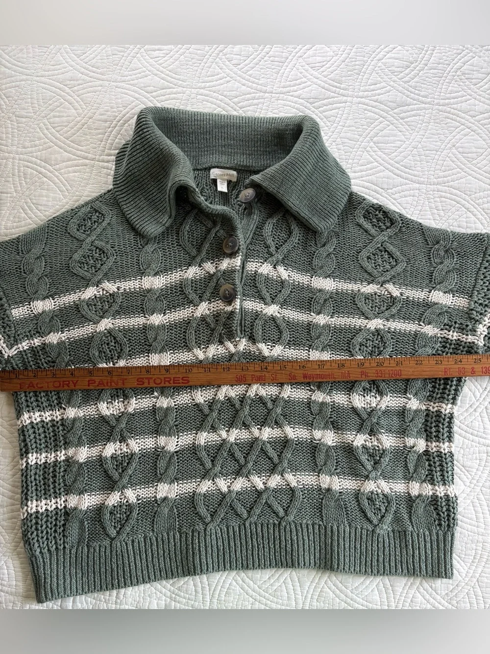Garnet Hill Cable-Knit Polo Sweater XL Linen Cotton